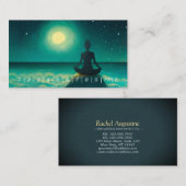 Yoga Meditation Pose auf Rock Full Moon Stars Nigh Treuekarte (Vorne/Hinten)