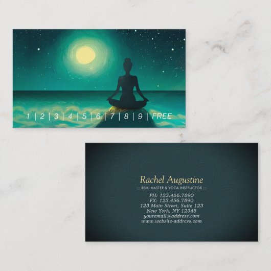 Yoga Meditation Pose auf Rock Full Moon Stars Nigh Treuekarte (Vorne/Hinten)