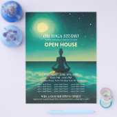Yoga Meditation Pose auf Rock Moon Ocean Open Hous Flyer (Einzeln)