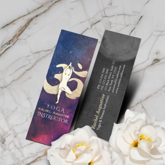 Yoga Meditation Pose Gold OM Symbol Galaxy Nebel Mini Visitenkarte