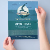 Yoga Meditation Pose Moon Flying Island Open House Flyer (Hand)