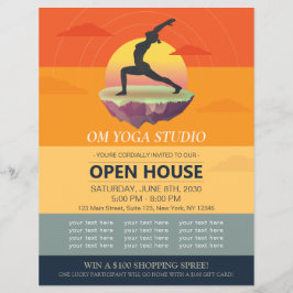 Yoga Meditation Pose Sun Flying Island Open House Flyer