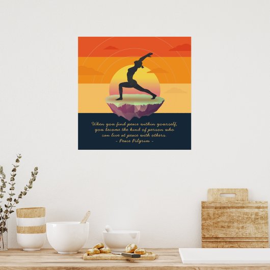 Yoga Meditation Pose Sunset Floating Island Quotes Poster (Küche)