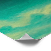 Yoga Meditation Pose über Rock Moon Star Ozeanange Poster (Ecke)