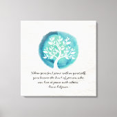 YOGA Meditation Quotes Eleganter Aquarellbaum Leinwanddruck (Vorderseite)