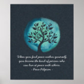YOGA Meditation Quotes Eleganter Aquarellbaum Poster (Vorne)