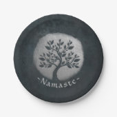 Yoga Meditation Reiki Instructor Black Silver Tree Pappteller (Vorderseite)