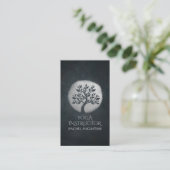 Yoga Meditation Reiki Instructor Black Silver Tree Visitenkarte (Stehend Vorderseite)