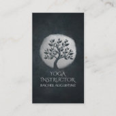 Yoga Meditation Reiki Instructor Black Silver Tree Visitenkarte (Vorderseite)