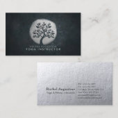 Yoga Meditation Reiki Instructor Black Silver Tree Visitenkarte (Vorne/Hinten)