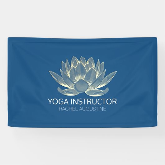 YOGA Meditation Reiki Instructor Blue & Gold Lotus Banner (Horizontal)
