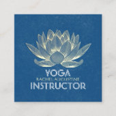 YOGA Meditation Reiki Instructor Blue & Gold Lotus Quadratische Visitenkarte (Vorderseite)