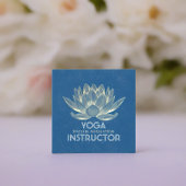YOGA Meditation Reiki Instructor Blue & Gold Lotus Quadratische Visitenkarte