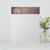 YOGA Meditation Reiki Instructor Lila Gold Lotus Briefbogen (Stehend Vorderseite)