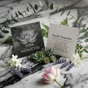 YOGA Meditation Reiki Instructor Schwarz-weiß Lotu Quadratische Visitenkarte