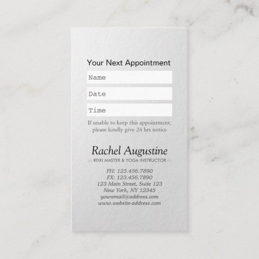 YOGA Meditation Reiki Instructor Schwarz-weiß Lotu Terminkarte (Rückseite)