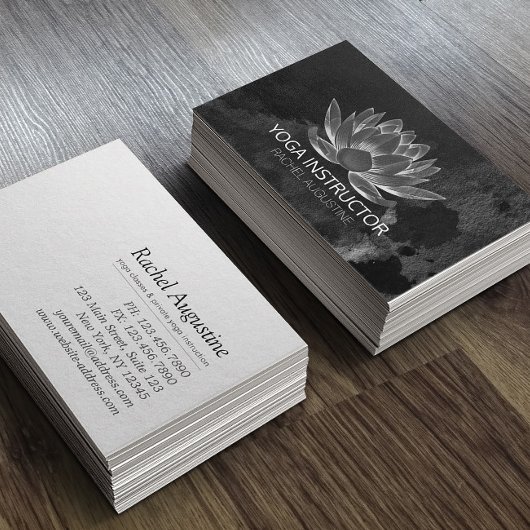 YOGA Meditation Reiki Instructor Schwarz-weiß Lotu Visitenkarte