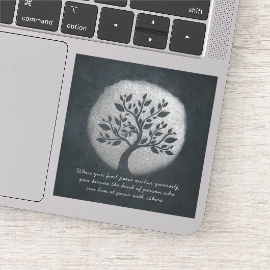 Yoga Meditation Reiki Instructor Silver Tree Zitat Aufkleber (Detail)