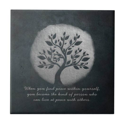 Yoga Meditation Reiki Instructor Silver Tree Zitat Fliese (Vorderseite)