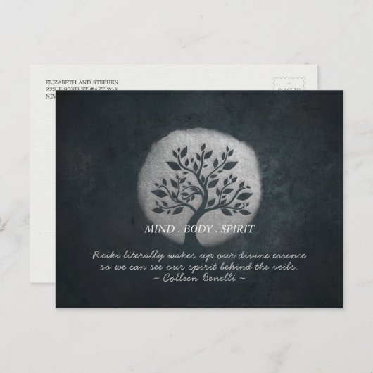 Yoga Meditation Reiki Instructor Silver Tree Zitat Postkarte (Vorne/Hinten)