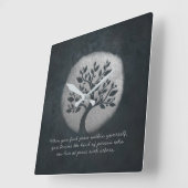 Yoga Meditation Reiki Instructor Silver Tree Zitat Quadratische Wanduhr (Winkel)