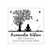 Yoga-Meditation, Rücksendeadresse der Bäume Gummistempel (Prägung)