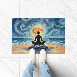Yoga-Meditation Sternenhimmel Mond Ozean Strand Fußmatte