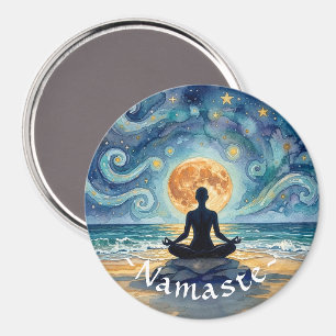 Yoga-Meditation Sternenhimmel Mond Ozean Strand Magnet