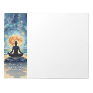 Yoga-Meditation Sternenhimmel Mond Ozean Strand Notizblock