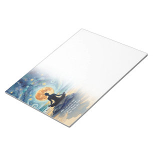 Yoga-Meditation Sternenhimmel Mond Ozean Strand Notizblock