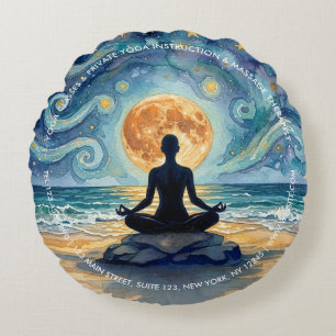 Yoga-Meditation Sternenhimmel Mond Ozean Strand Rundes Kissen