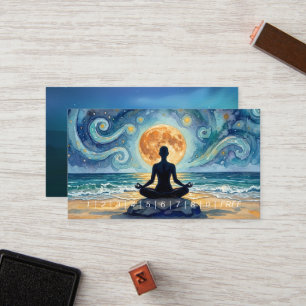 Yoga-Meditation Sternenhimmel Mond Ozean Strand Treuekarte