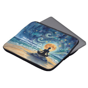 Yoga-Meditation Sternenhimmel Mond Ozean Zitate Laptopschutzhülle