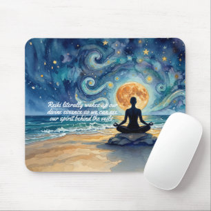 Yoga-Meditation-Sternenhimmel-Mond-Ozean-Zitate Mousepad