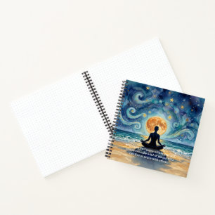 Yoga-Meditation Sternenhimmel Mond Ozean Zitate Notizblock