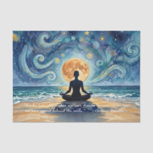 Yoga-Meditation-Sternenhimmel-Mond-Ozean-Zitate Seidenpapier