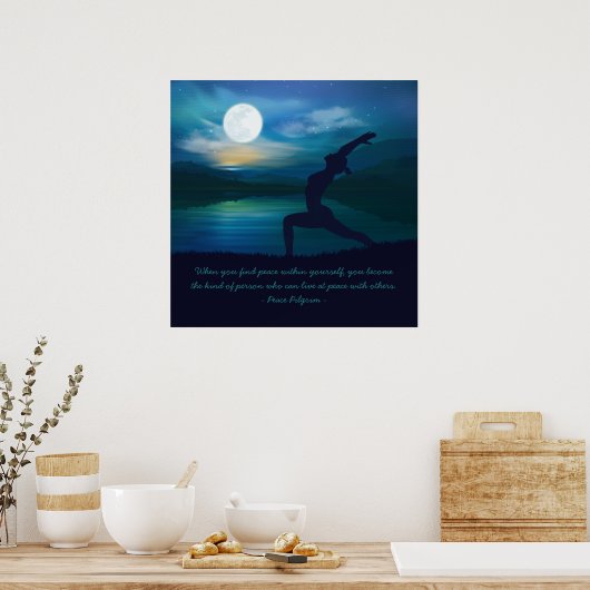 Yoga Meditation Teacher Moon Salutation Pose Quote Poster (Küche)