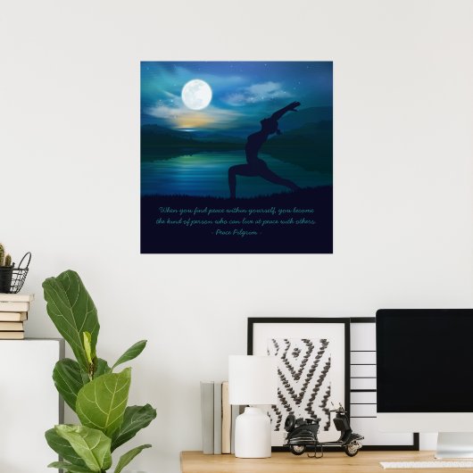 Yoga Meditation Teacher Moon Salutation Pose Quote Poster (Heimbüro)
