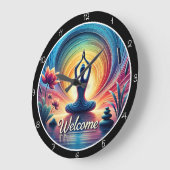 Yoga Meditation Willkommenszeit Große Wanduhr (Winkel)