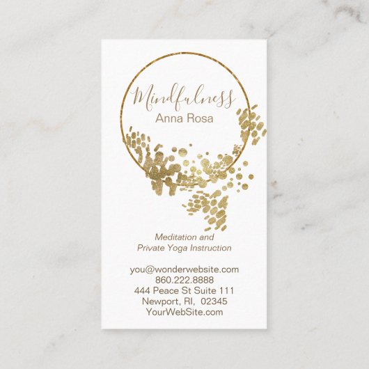 *~* Yoga-Meditationmindfulness-Lotos-GoldGlitzer Visitenkarte (Rückseite)