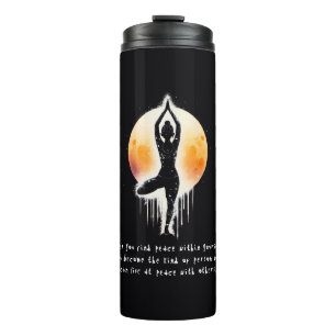 Yoga-Meditationslehrer Baumpose Vollmond Thermosbecher