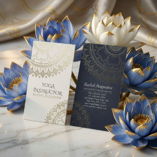 Yoga-Meditationslehrer Gold Mandala Marineblau Visitenkarte