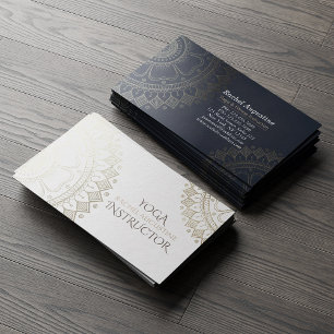 Yoga-Meditationslehrer Gold Mandala Navy Blau Visitenkarte