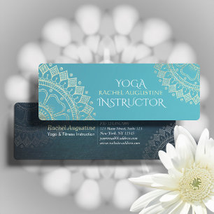 Yoga-Meditationslehrer Grün Blau Gold Mandala Mini Visitenkarte