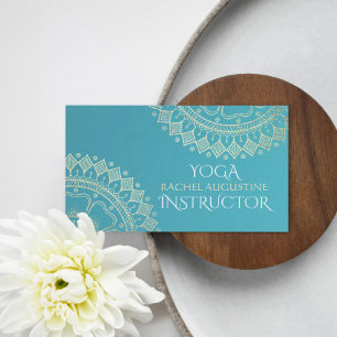 Yoga-Meditationslehrer Grün Blau Gold Mandala Visitenkarte