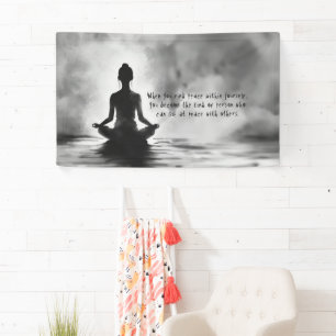 Yoga-Meditationslehrer Lotus-Pose Tintenmalerei Banner