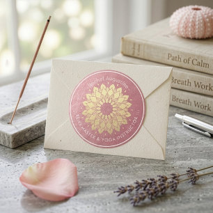 Yoga-Meditationslehrer Rose Gold Mandala Lotus Runder Aufkleber