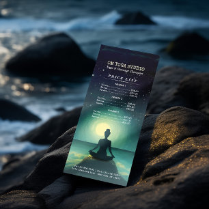 Yoga-Meditationspose auf Felsmondsternen - Preisli Werbekarte
