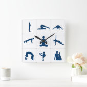Yoga-Meditationspositionen Quadratische Wanduhr (Zuhause)
