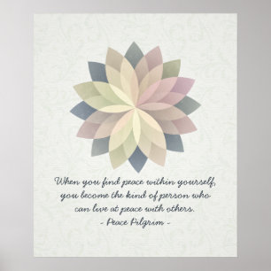 YOGA-Meditationszitate Farbiger Lotos-Mandala-Schi Poster